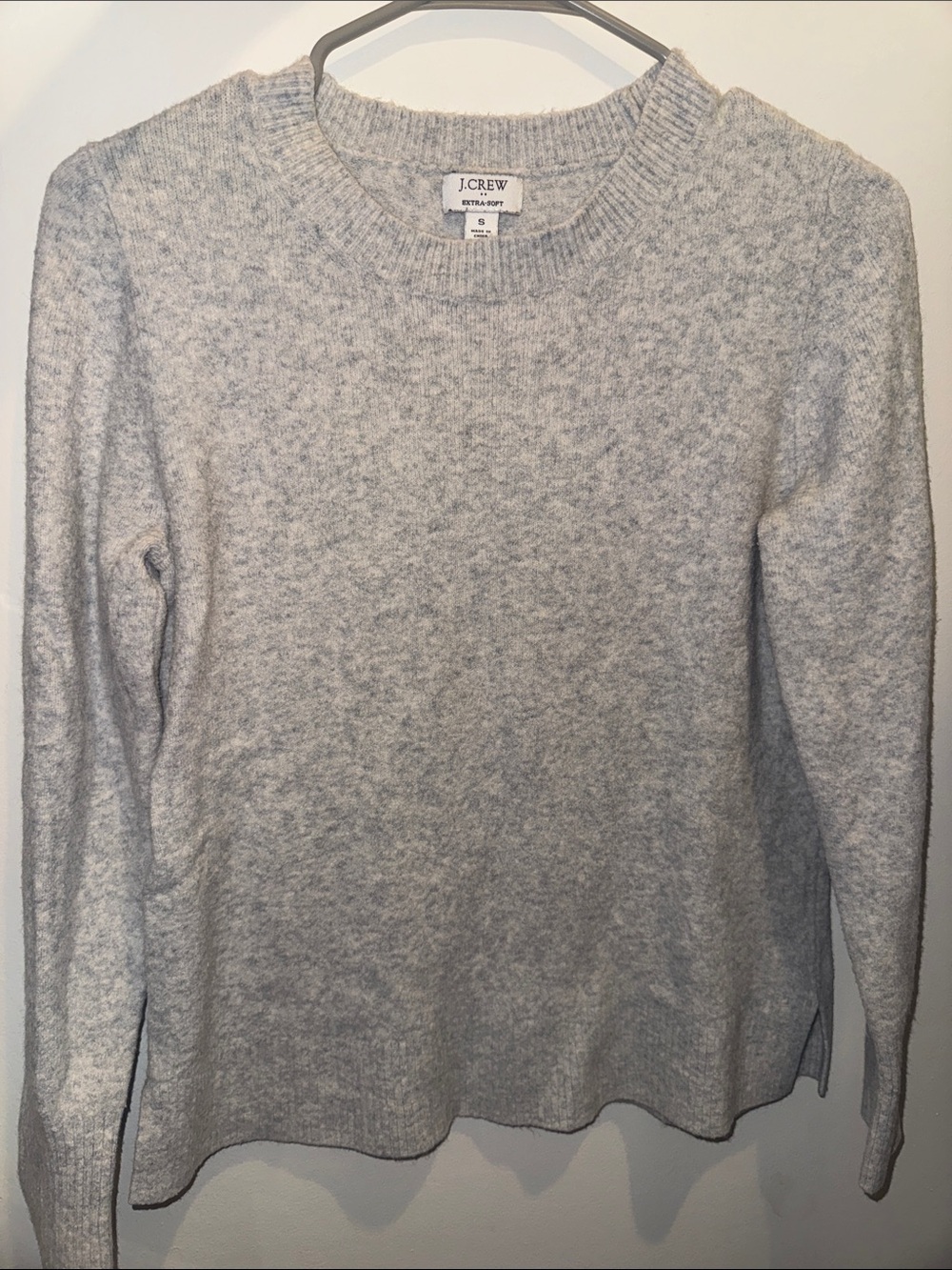 J. Crew Heathered Light Gray Crewneck Sweater